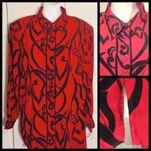 NWOT-Beautiful Red & Black Blouse 24W
